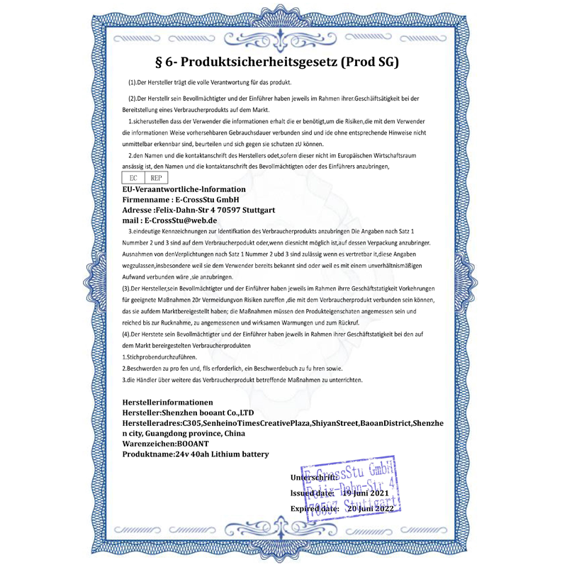 EU Letter of Responsibility