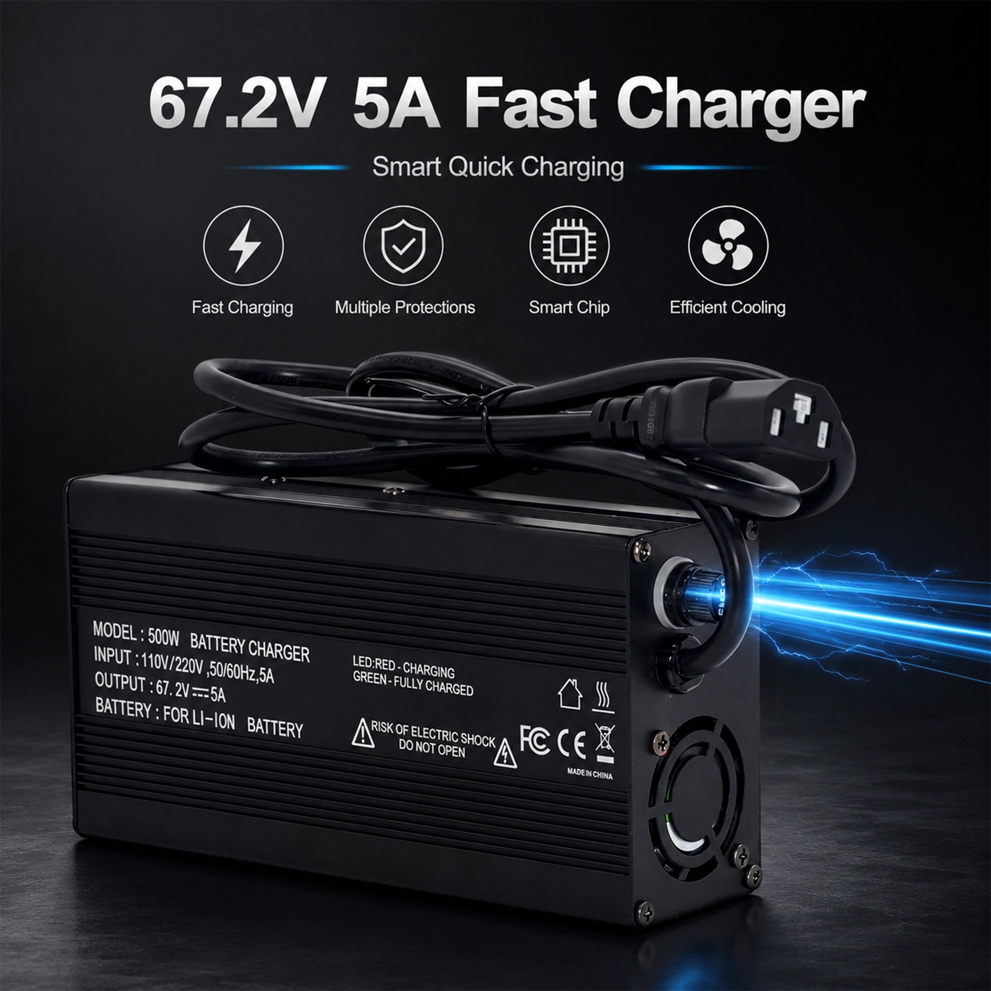 67.2V 5A fast charger for BOOANT 60V lithium battery packs