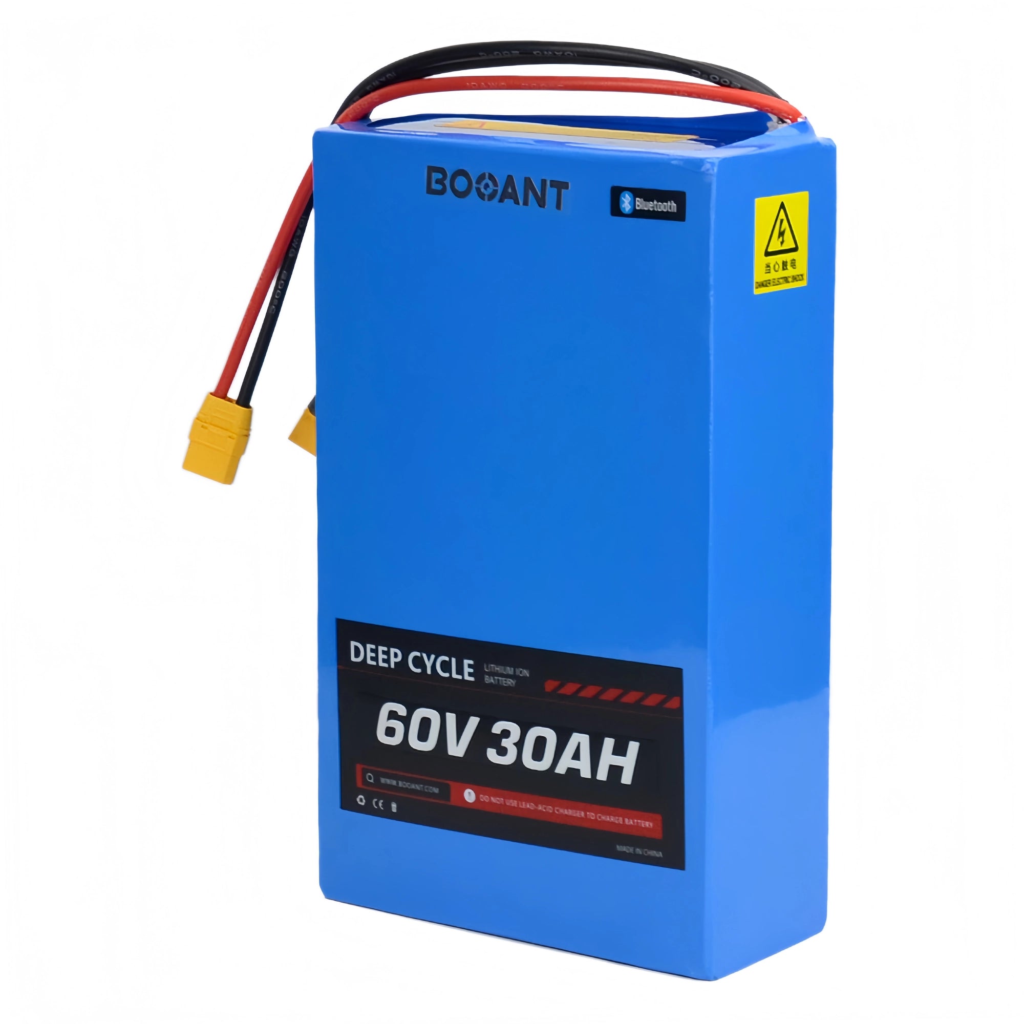 BOOANT 60V 30Ah lithium battery with Bluetooth BMS, Samsung 21700 cells, rechargeable battery pack for electric motorcycle and scooter