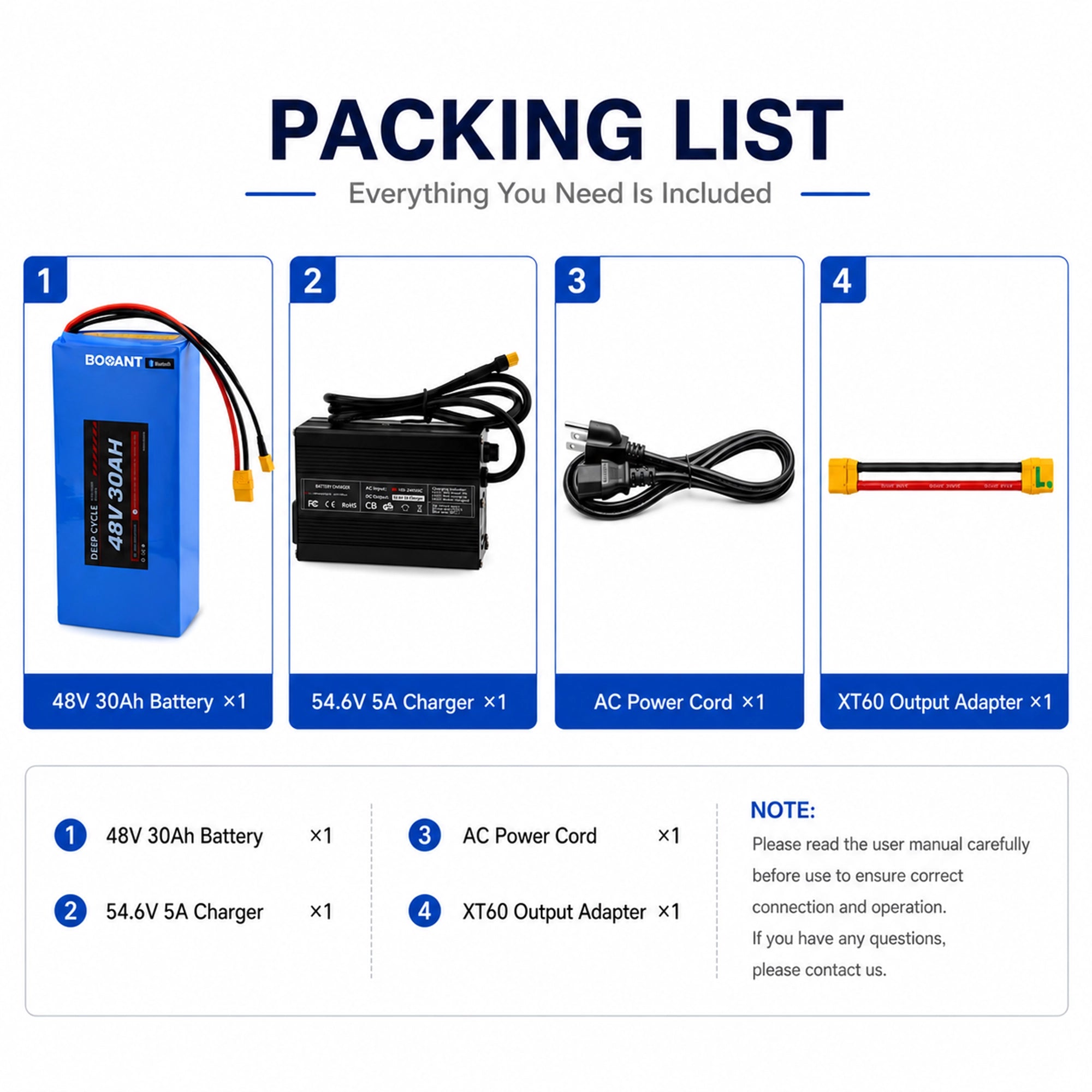 BOOANT 48V 30Ah Ebike Battery with Samsung 21700 50G Cells & Smart BMS