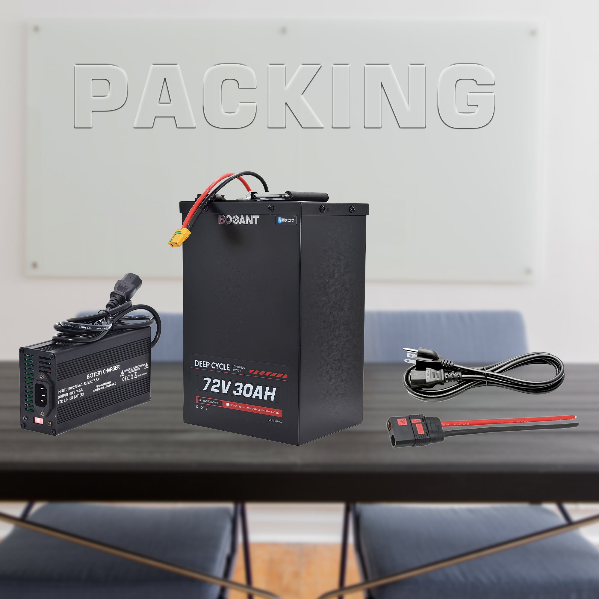 Batería de iones de litio BOOANT de 72 V y 30 Ah con Bluetooth y BMS | Celdas SAMSUNG