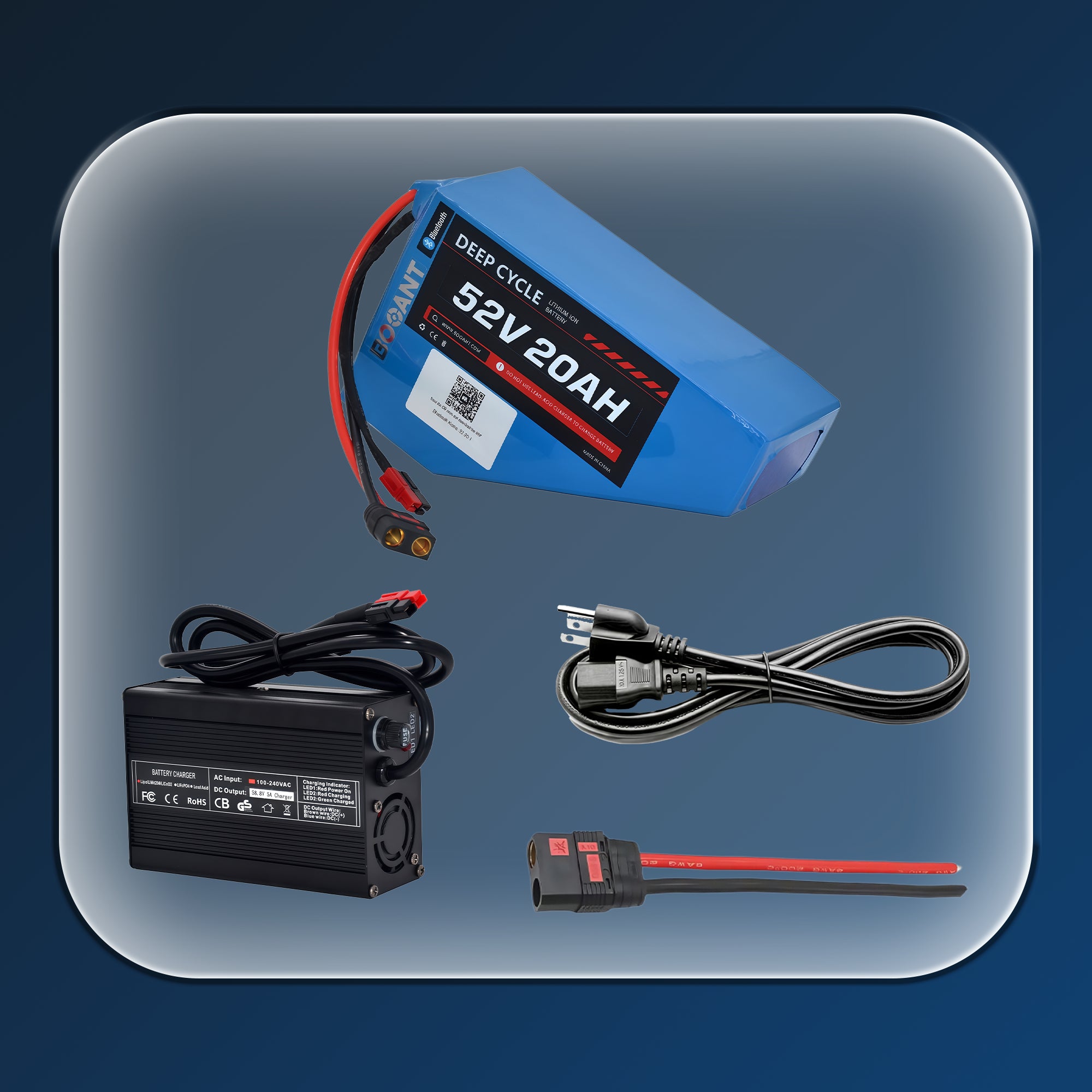 52V 20Ah Bluetooth Triangle eBike Battery | Samsung 50G Cells | APP Control & Monitoring | 5A Fast Charger