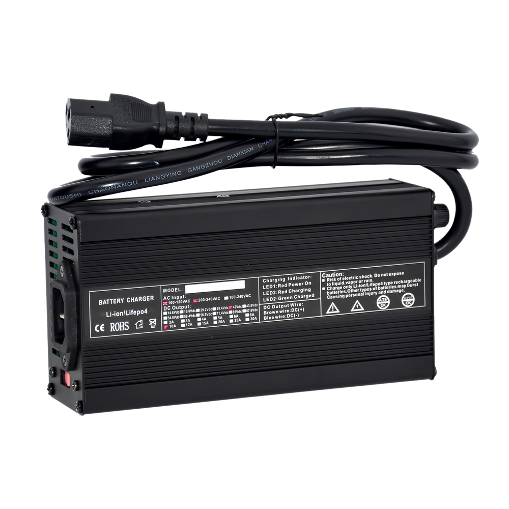 42V 5A/10A Lithium Battery Charger - 420W Fast Charging for 36V Li-ion, Global Voltage & Aluminum Cooling