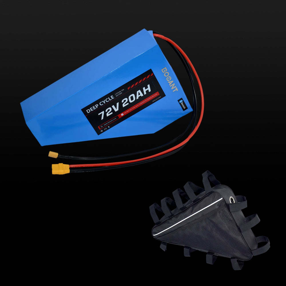 BOOANT 72V 20Ah Triangle E-Bike Battery with Custom Frame Bag, High-Power Lithium-Ion Battery Pack for High-Speed Electric Motorcycle and E-Bike Conversions.