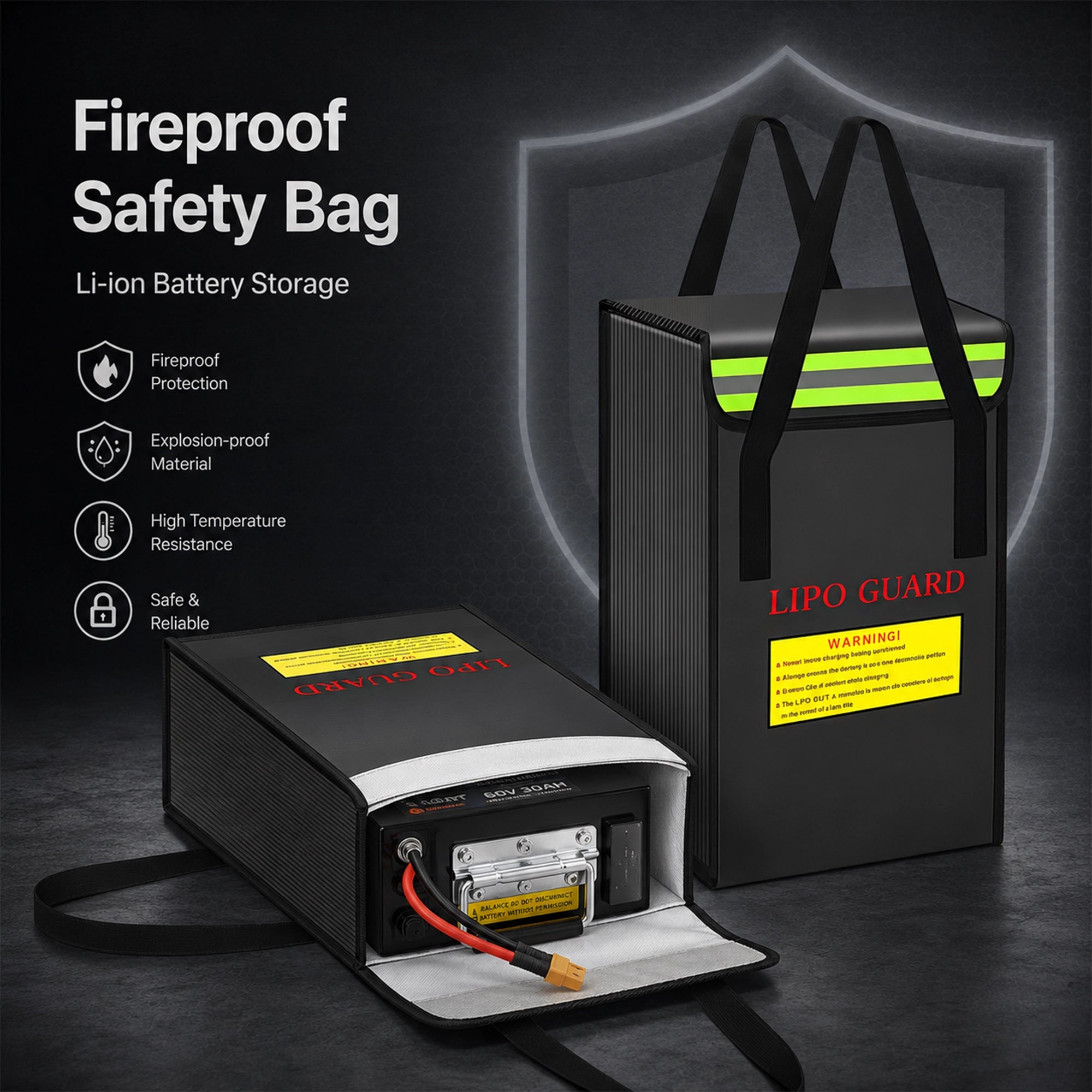 Fireproof battery storage bag for BOOANT 60V lithium battery packs