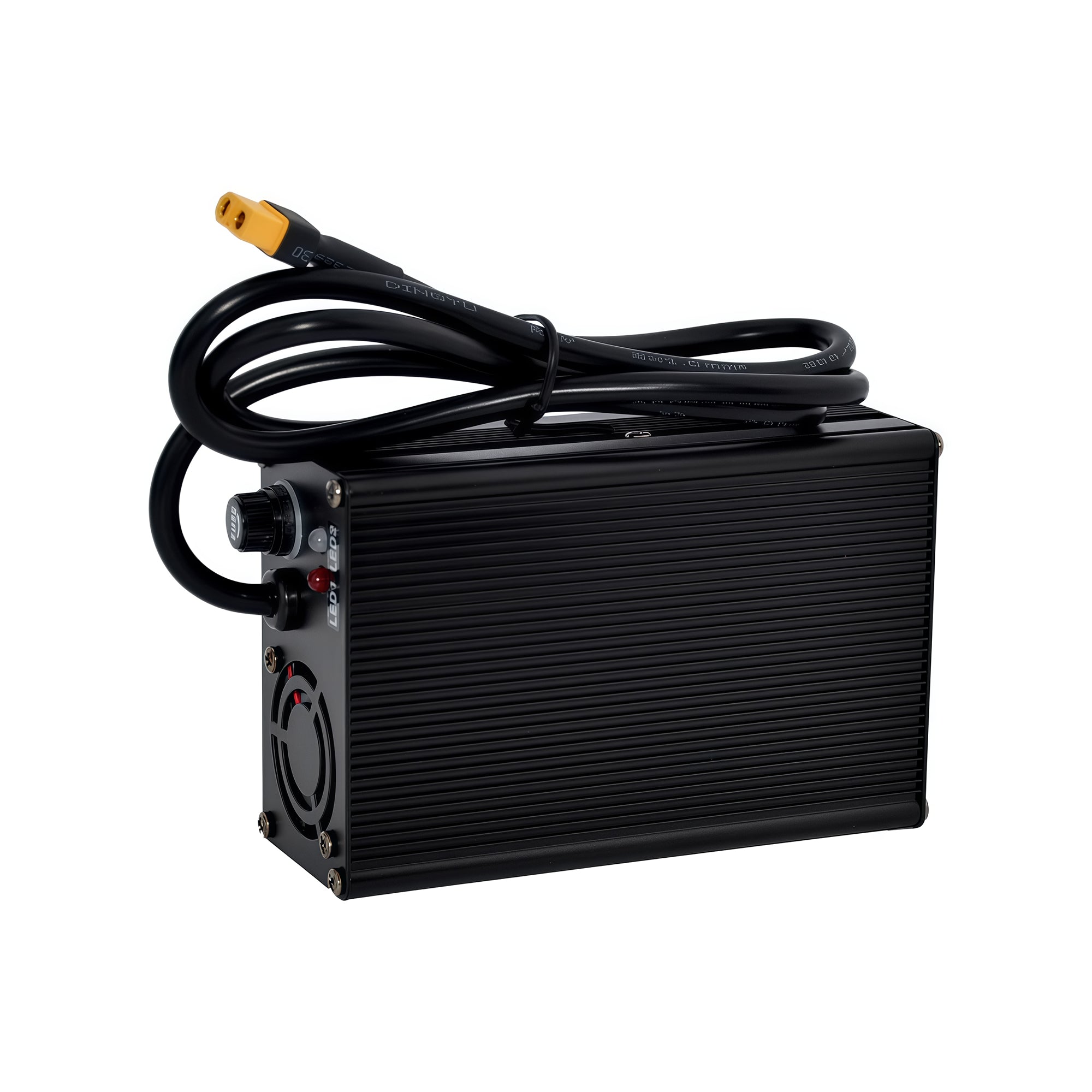 54.6V 5A Smart Lithium Battery Charger for 13S 48V Packs - Metal Housing, Cooling Fan, Dual LED Indicators & Global Plug Options