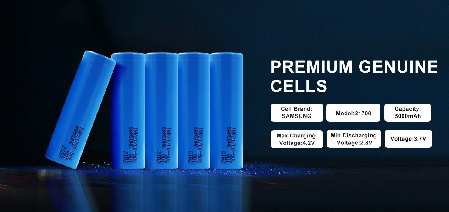 48V 50AH, Premium Genuine Cells. The benefits of genuine Samsung 21700 batteries encompass elevated energy density, prolonged lifespan, and reliable operation, positioning them as the preferred option across diverse applications.