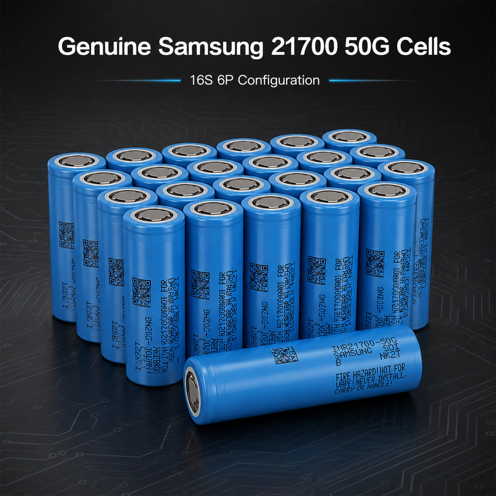 Genuine Samsung INR21700-50G cells in a 16S6P configuration for a BOOANT 60V 30Ah lithium battery
