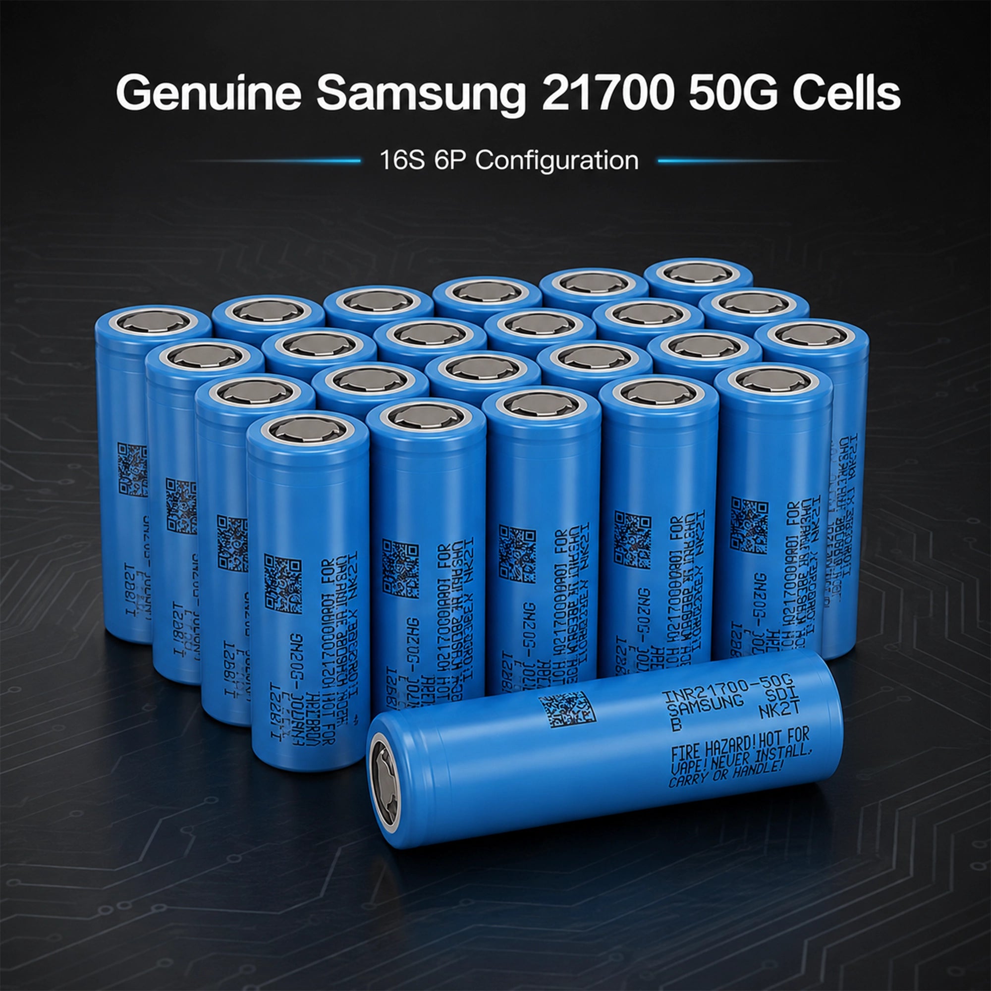 Genuine Samsung INR21700-50G cells in a 16S6P configuration for a BOOANT 60V 30Ah lithium battery