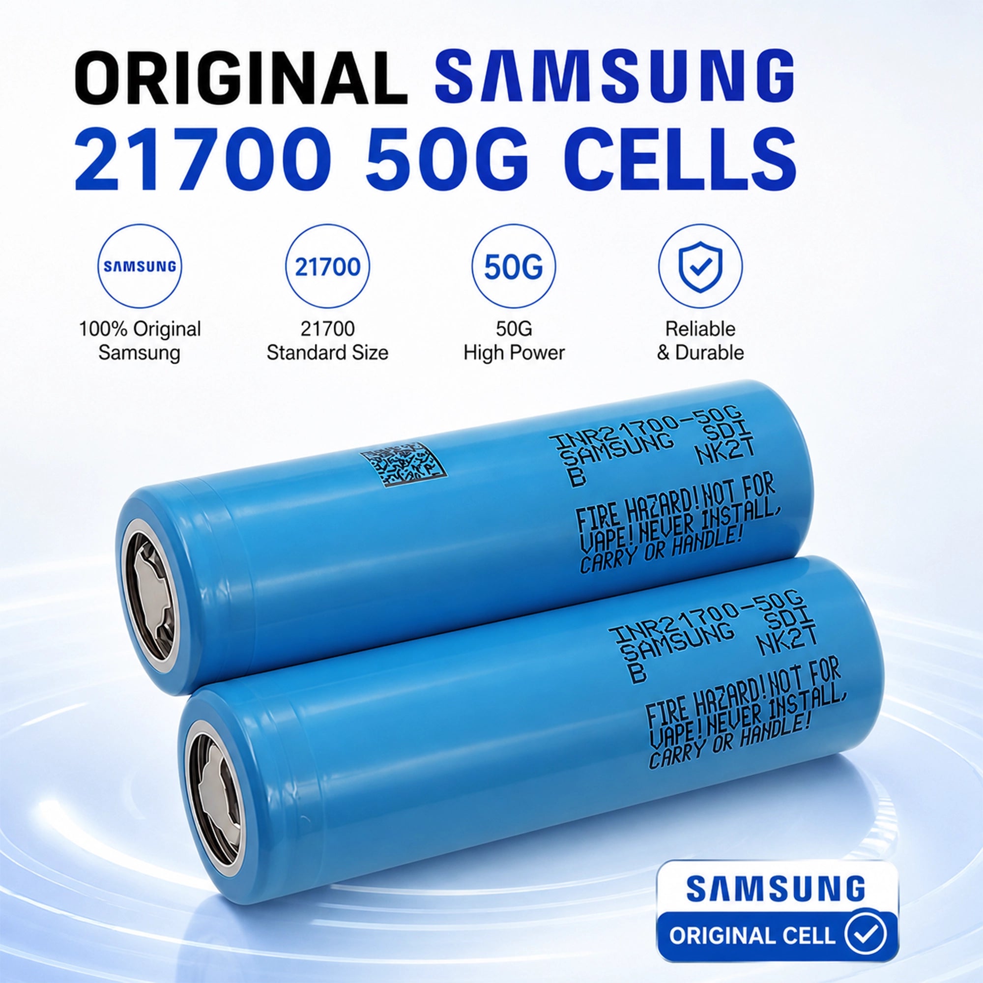 Genuine Samsung 21700-50G Lithium-ion Cells for BOOANT 72V 30Ah Triangle Battery, 5000mAh High-Density Battery Cells for Long-Range and High-Performance eBike Power Systems.