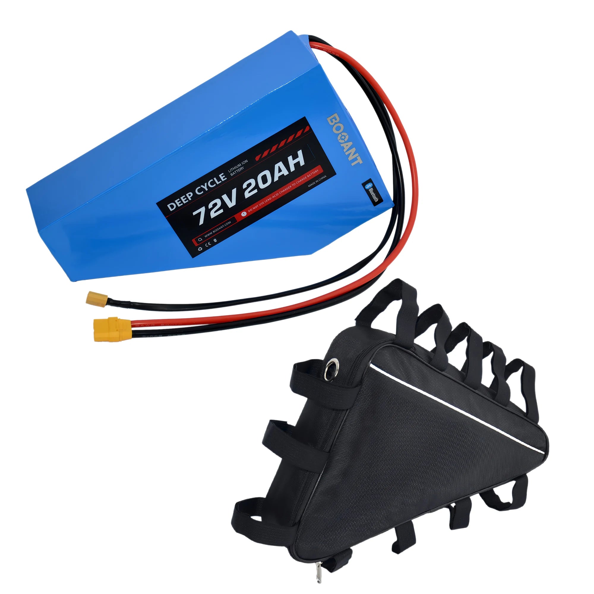 BOOANT 72V 20Ah triangle e-bike battery with frame bag and XT90 connector
