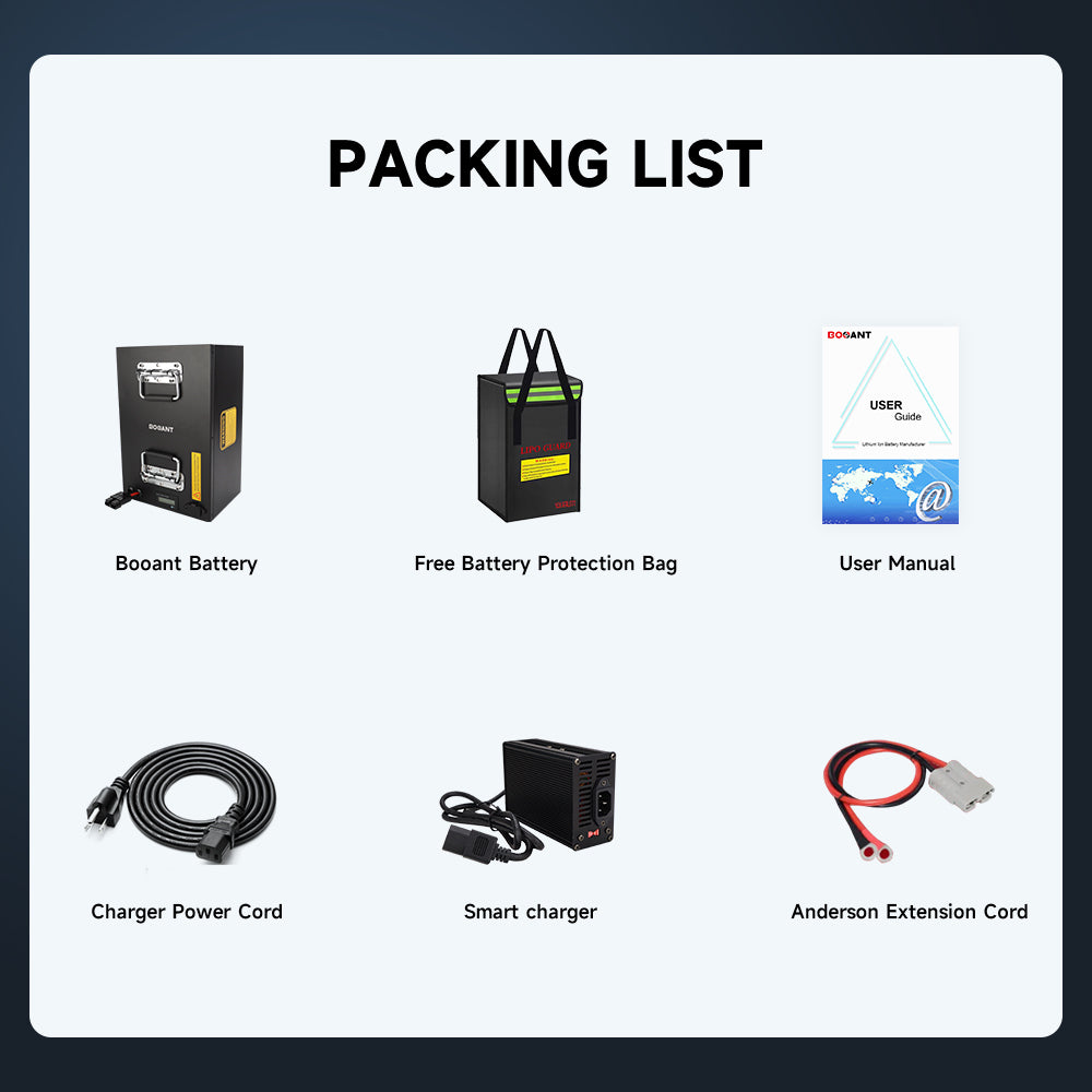 BOOANT 24V 90Ah LiFePO4 Battery packing list