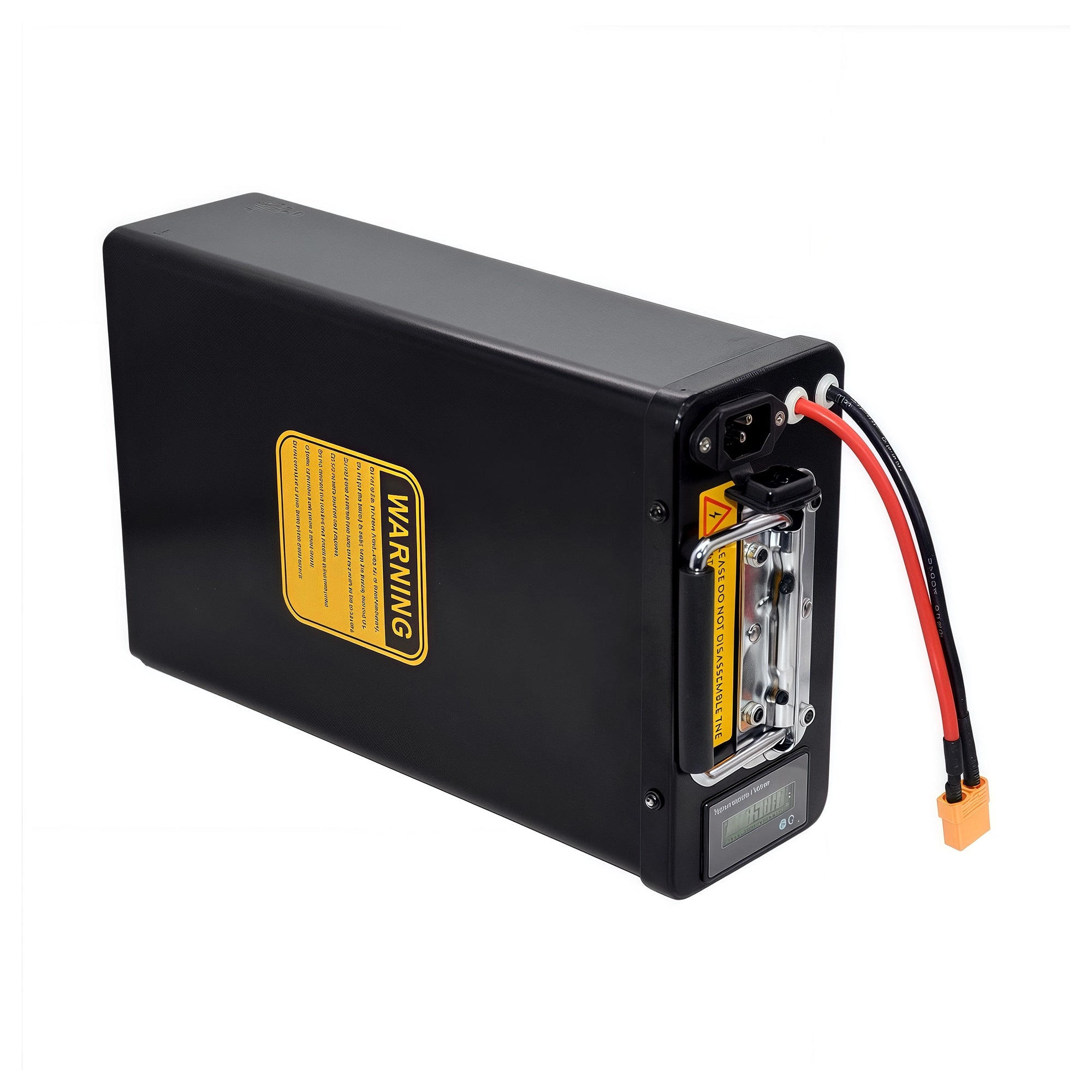 Rear view of BOOANT 60V 30Ah lithium battery with XT90 connector and LCD battery indicator