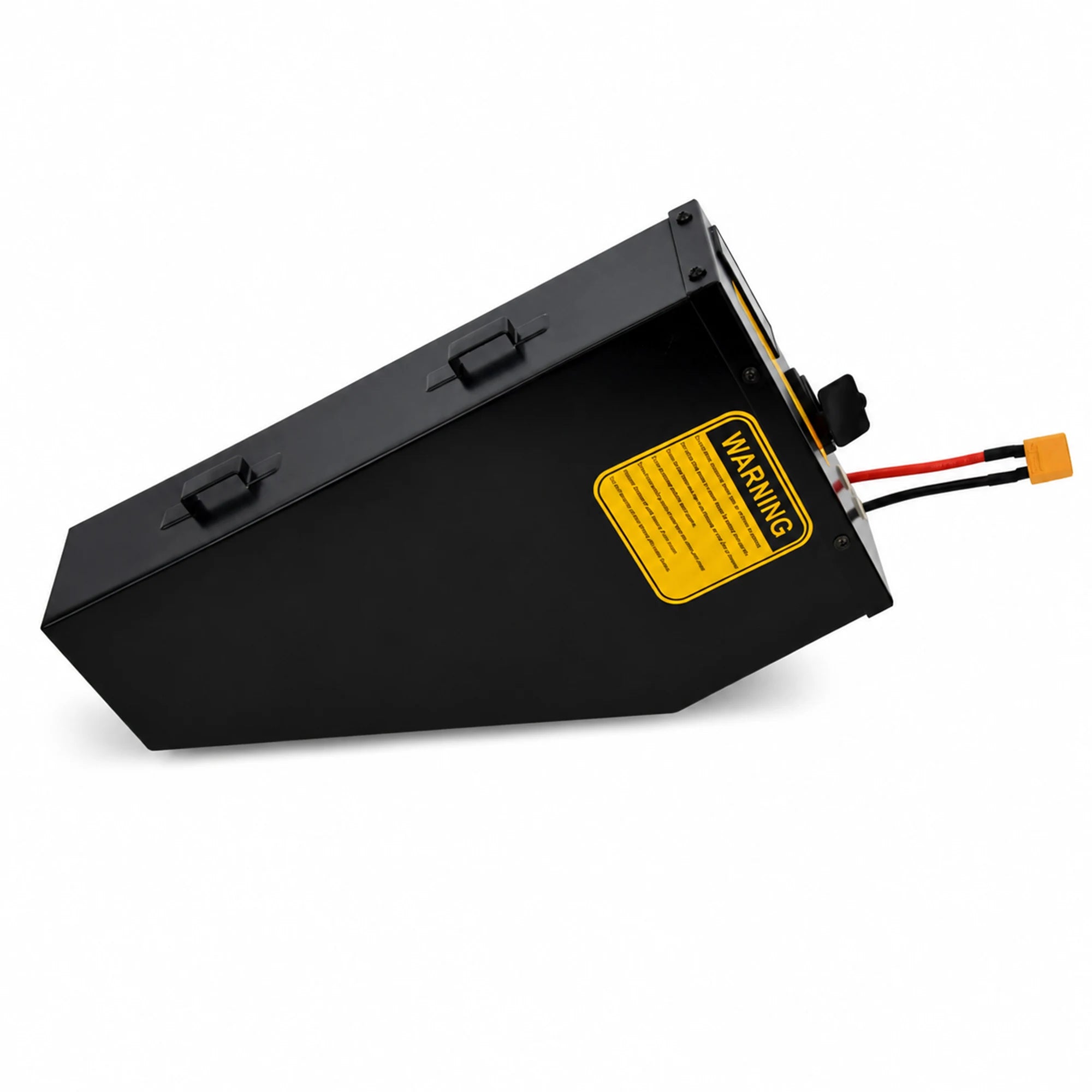 BOOANT 52V 30Ah metal case triangle ebike battery pack rear view with rugged aluminum housing, XT60 connector, integrated mounting brackets, and durable lithium-ion battery design for custom electric bike conversions.