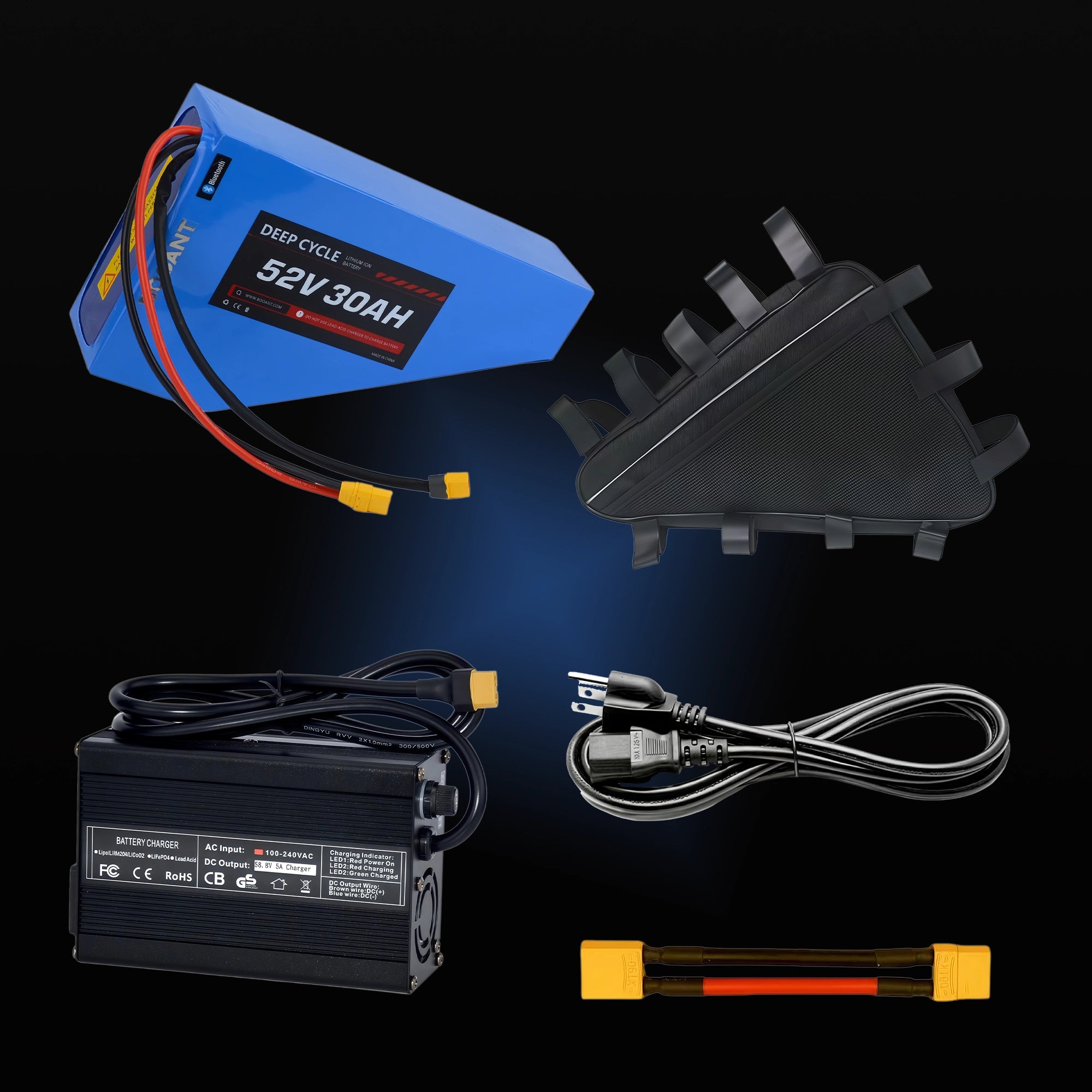 BOOANT 52V 30AH triangular battery with full accessories