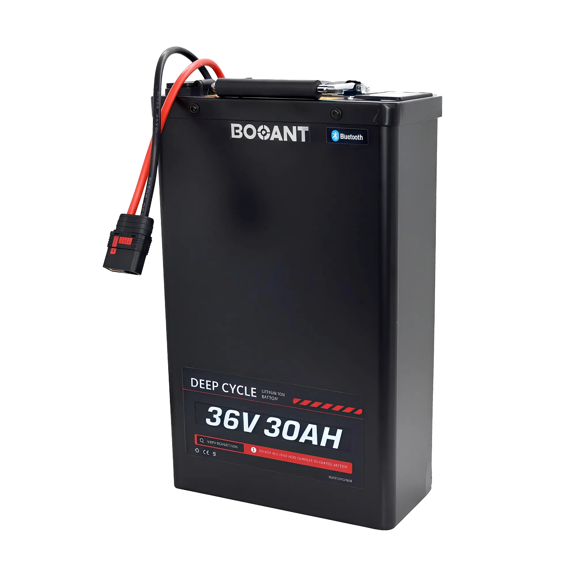 BOOANT 36V 30Ah metal-case lithium battery with Samsung 21700 cells and QS8 connector.