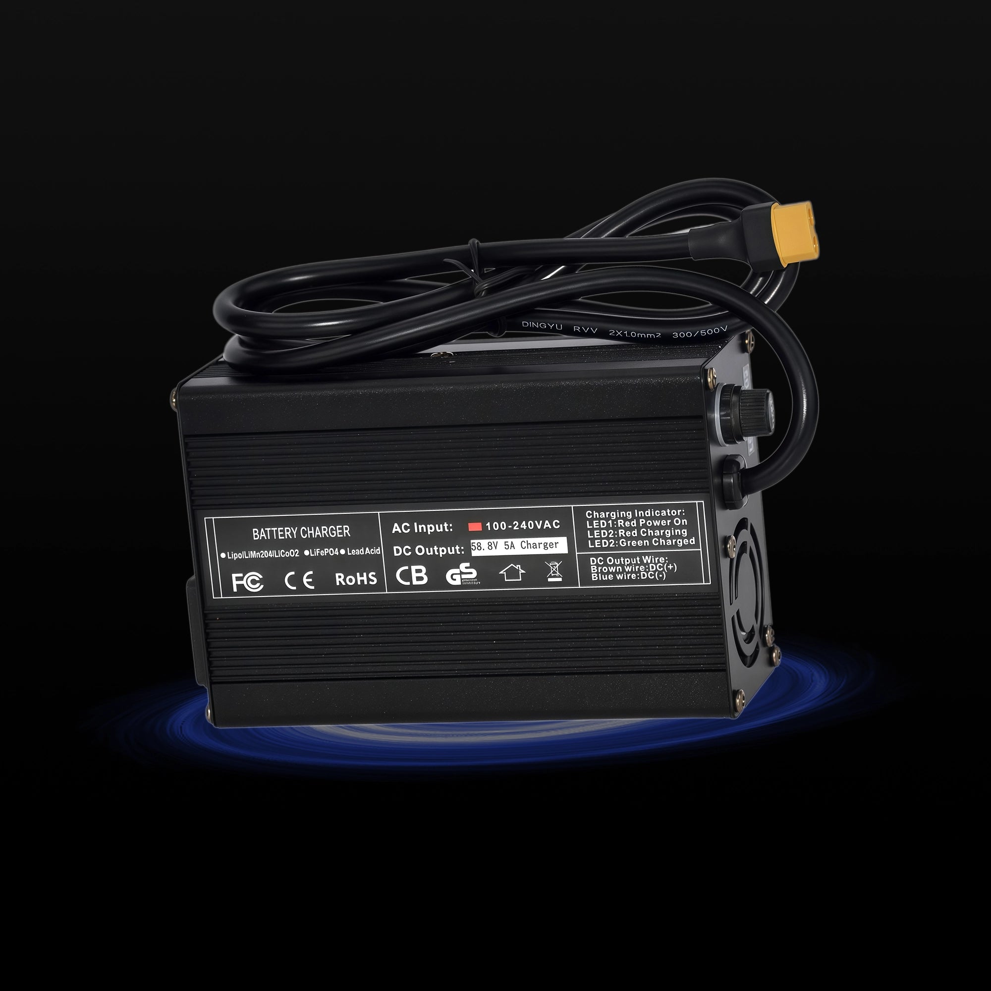 58.8V 5A charger for 52V 30AH triangular Li-ion battery pack