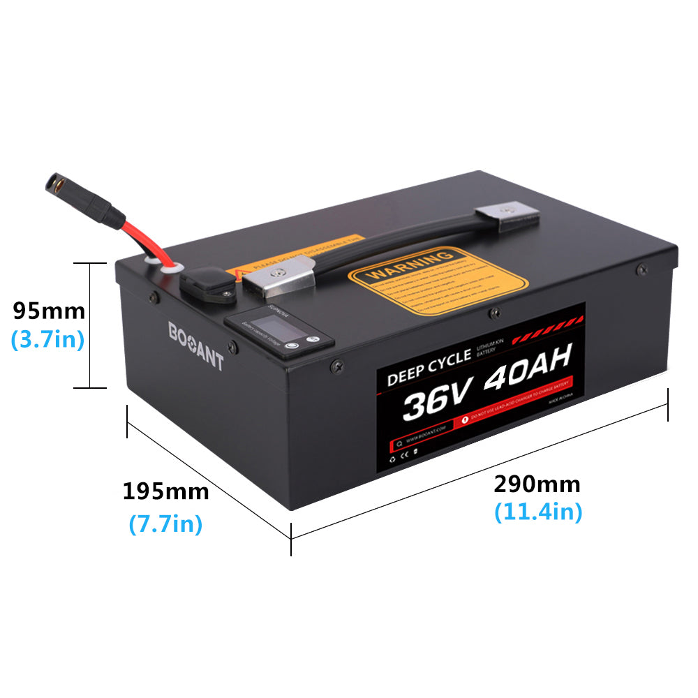 36v 40ah lithium battery size